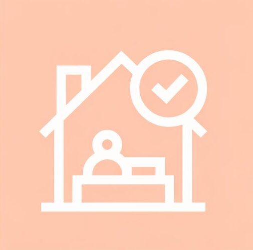 House icon with person and checkmark.